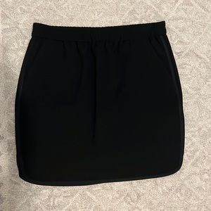 J.Crew Factory Black Skirt with Tuxedo Stripe, Pockets, and Elastic Waist